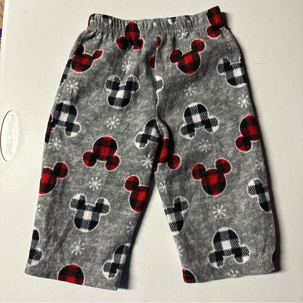 4/$10 Disney Kids Holiday Pajama Bottoms - Gray and Red Mickey Mouse